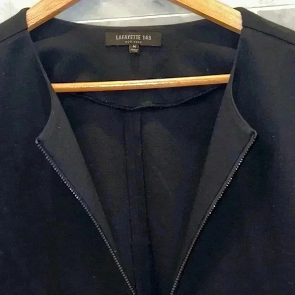 Lafayette 148 Navy Blue 1/2-Sleeve Zip Jacket w/ Pockets size M - Picture 3 of 10